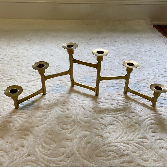 Vintage Mid Century Modern Brass Multi Candle Holder - Picture 6 of 6